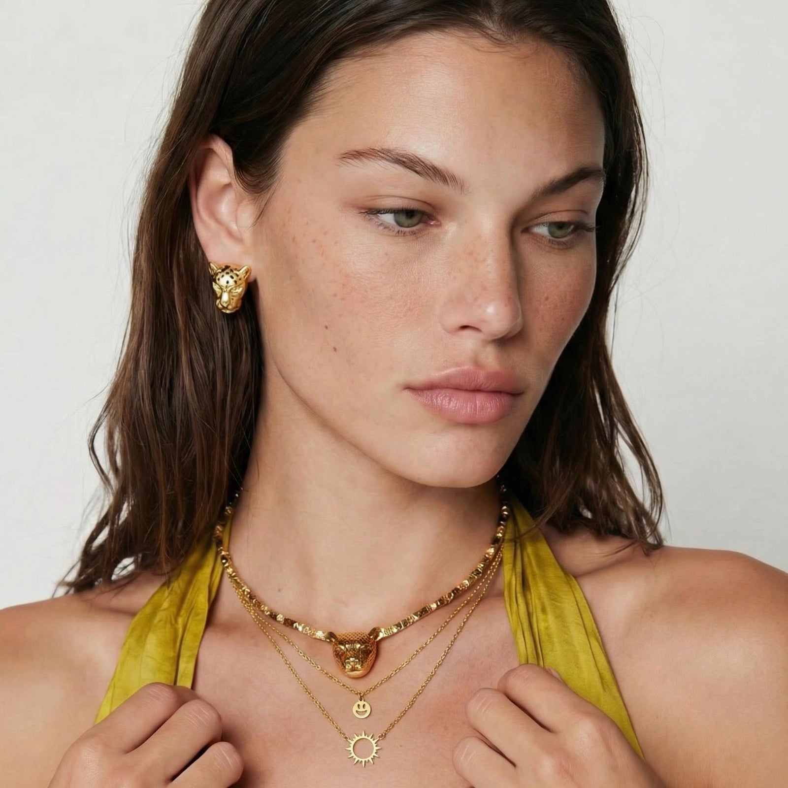 Sunshine Smiley Layered Necklace – 18K Gold Plated Dual Layer