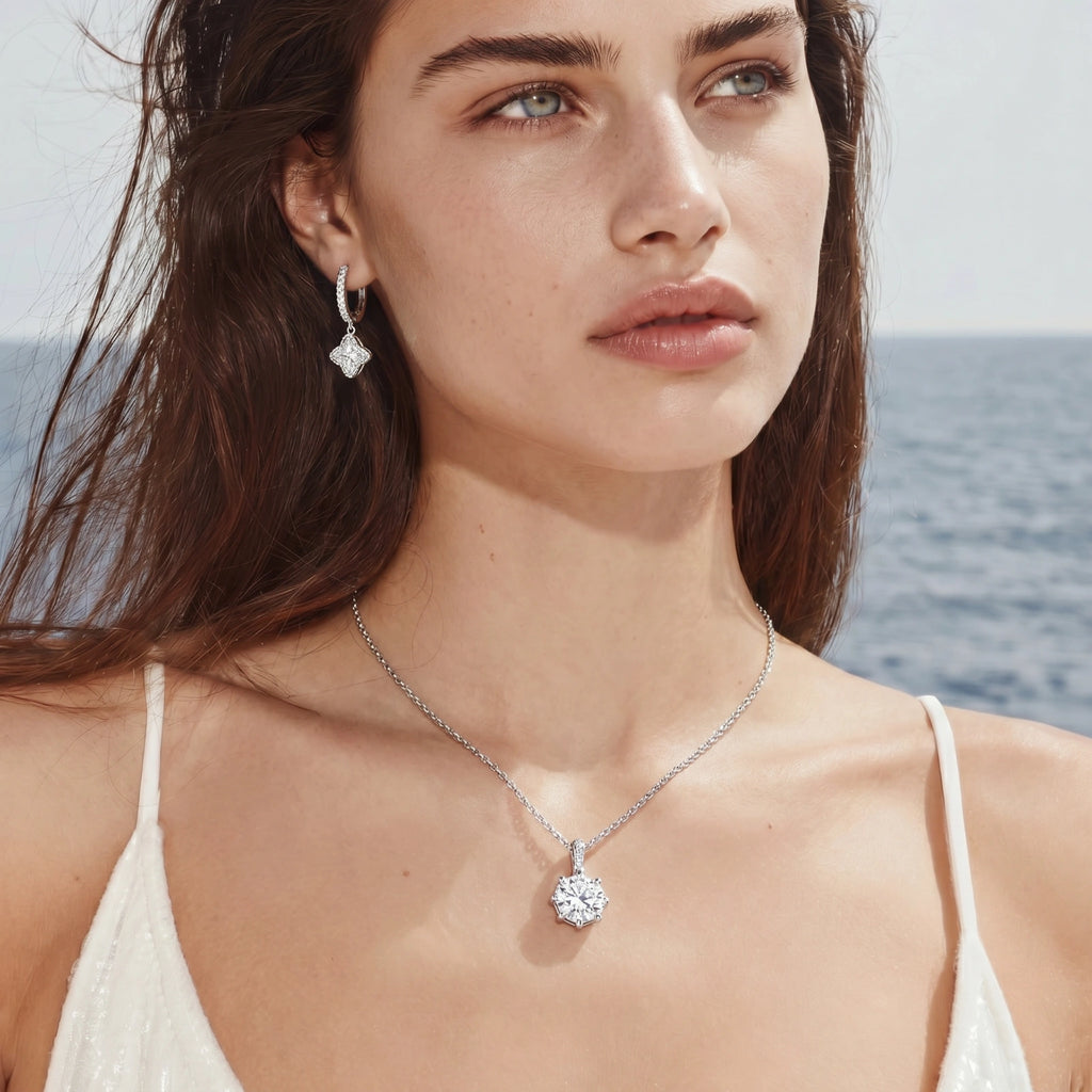 Crystal Clarity Pendant – Platinum Plated Sterling Silver