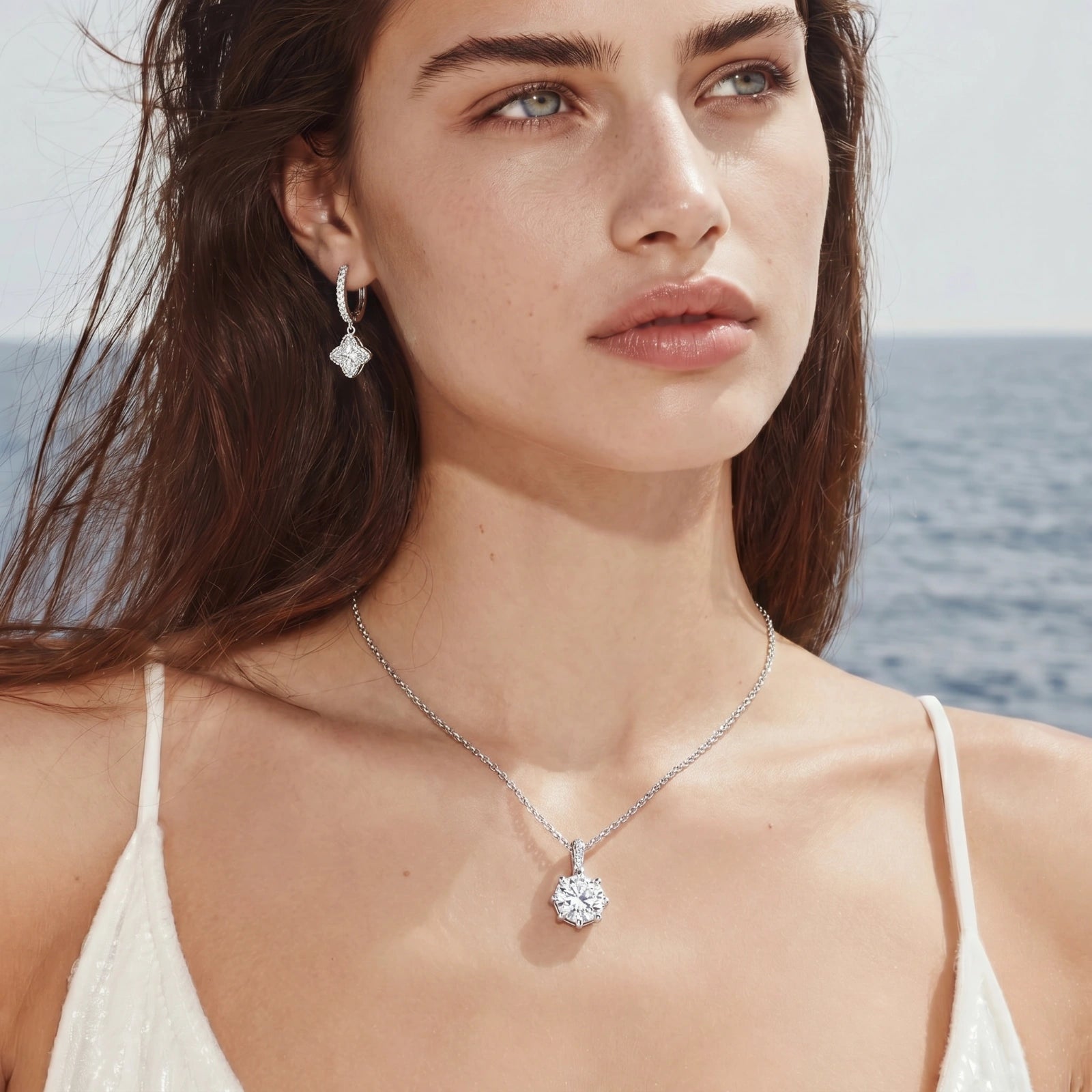 Crystal Clarity Pendant – Platinum Plated Sterling Silver