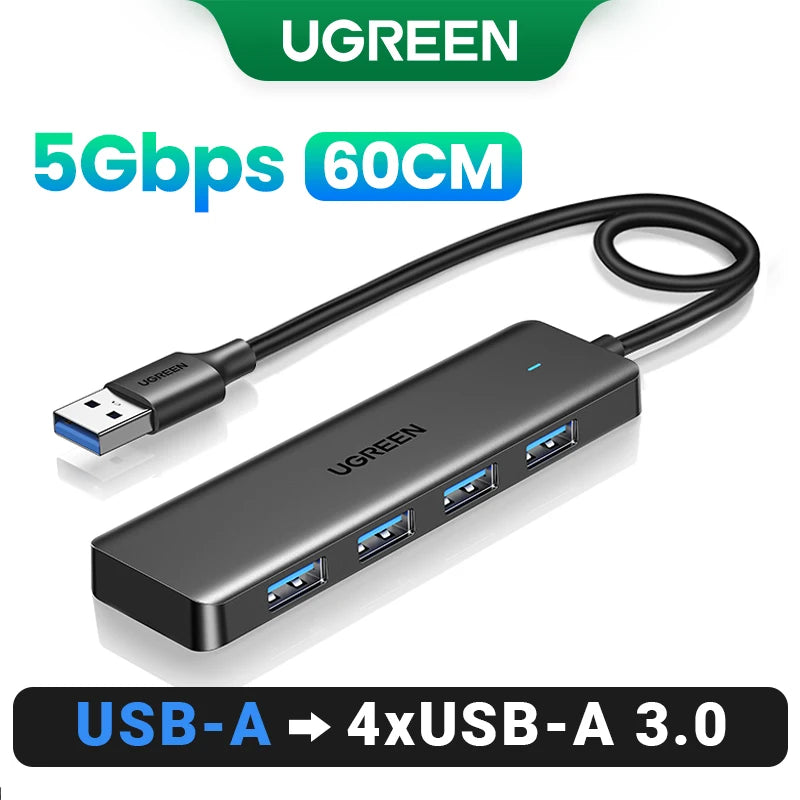 UGREEN USB 3.0 Hub – 4 Port Slim Splitter | 4 Portlu USB Hub