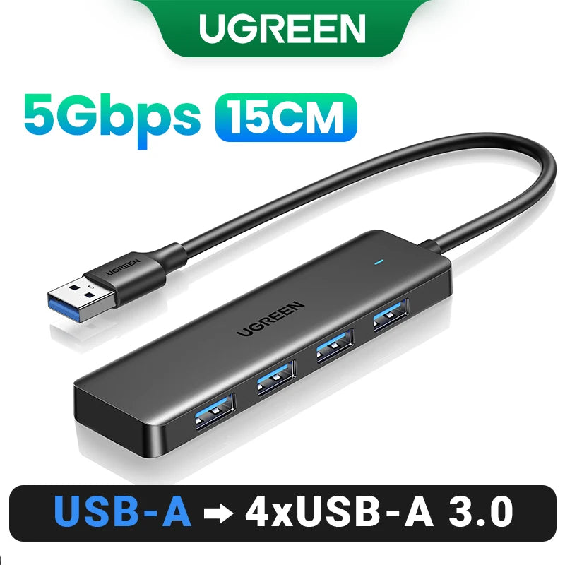 UGREEN USB 3.0 Hub – 4 Port Slim Splitter | 4 Portlu USB Hub