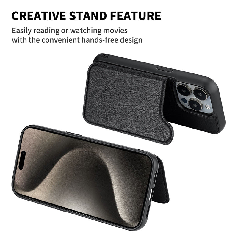 Suitable for iPhone 17 Protective Case, Apple 15 Pro Magnetic Magsafe Phone Case, Card-Insertable 14 Phone Leather Case