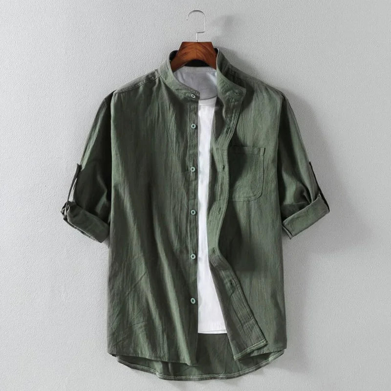 Summer cotton linen men shirts 5XL 6XL 7XL Bust 135cm Plus size large size shirt men casual outside 3 colors white balck