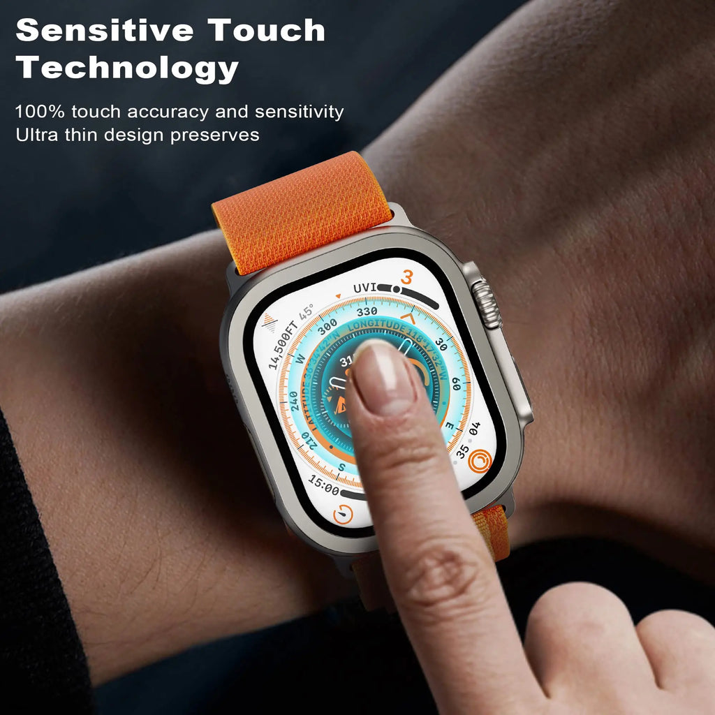 Tempered Glass For Apple Watch band ultra 49mm Screen Protector Anti-Scratch HD Full Film Metal Bumper iWatch Ultra2 3 Strap