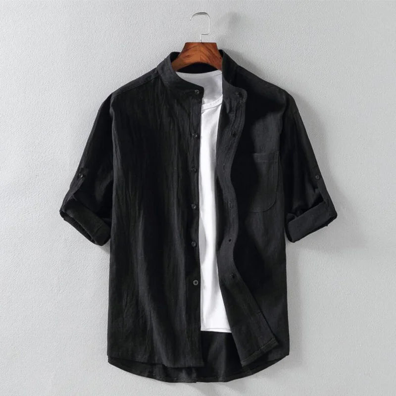 Summer cotton linen men shirts 5XL 6XL 7XL Bust 135cm Plus size large size shirt men casual outside 3 colors white balck