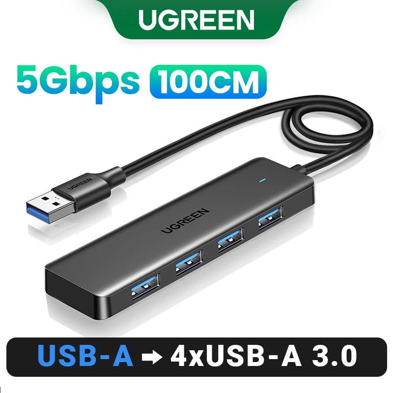 UGREEN USB 3.0 Hub – 4 Port Slim Splitter | 4 Portlu USB Hub