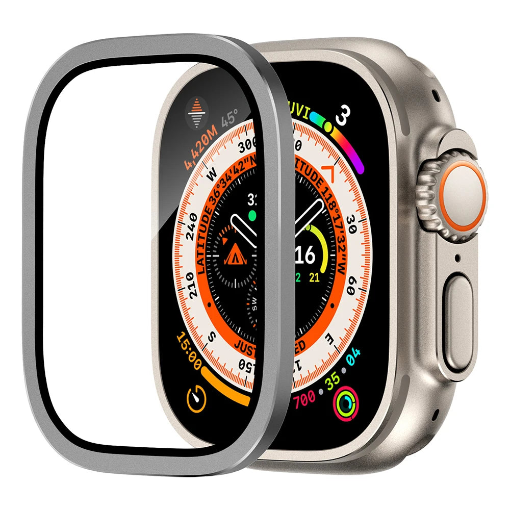 Tempered Glass For Apple Watch band ultra 49mm Screen Protector Anti-Scratch HD Full Film Metal Bumper iWatch Ultra2 3 Strap