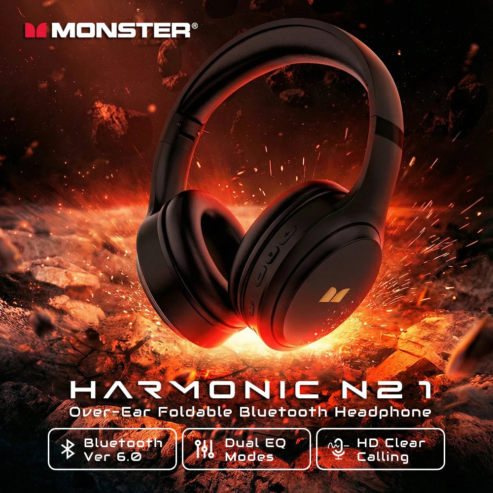 Monster N21 Bluetooth 6.0 Headphones – Deep Bass | Derin Bas Kablosuz Kulaklık
