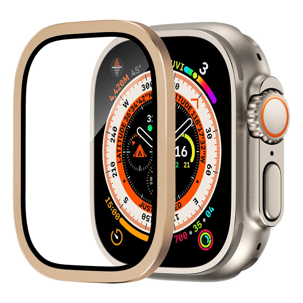 Tempered Glass For Apple Watch band ultra 49mm Screen Protector Anti-Scratch HD Full Film Metal Bumper iWatch Ultra2 3 Strap