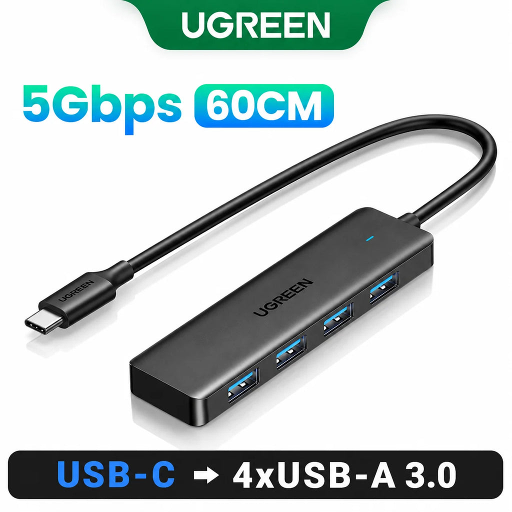 UGREEN USB 3.0 Hub – 4 Port Slim Splitter | 4 Portlu USB Hub