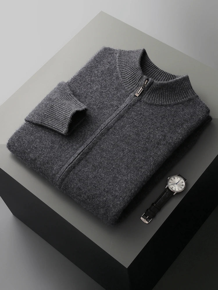 Men's 100% Merino Wool Suit Set – Knit Cardigan & Slim Pants