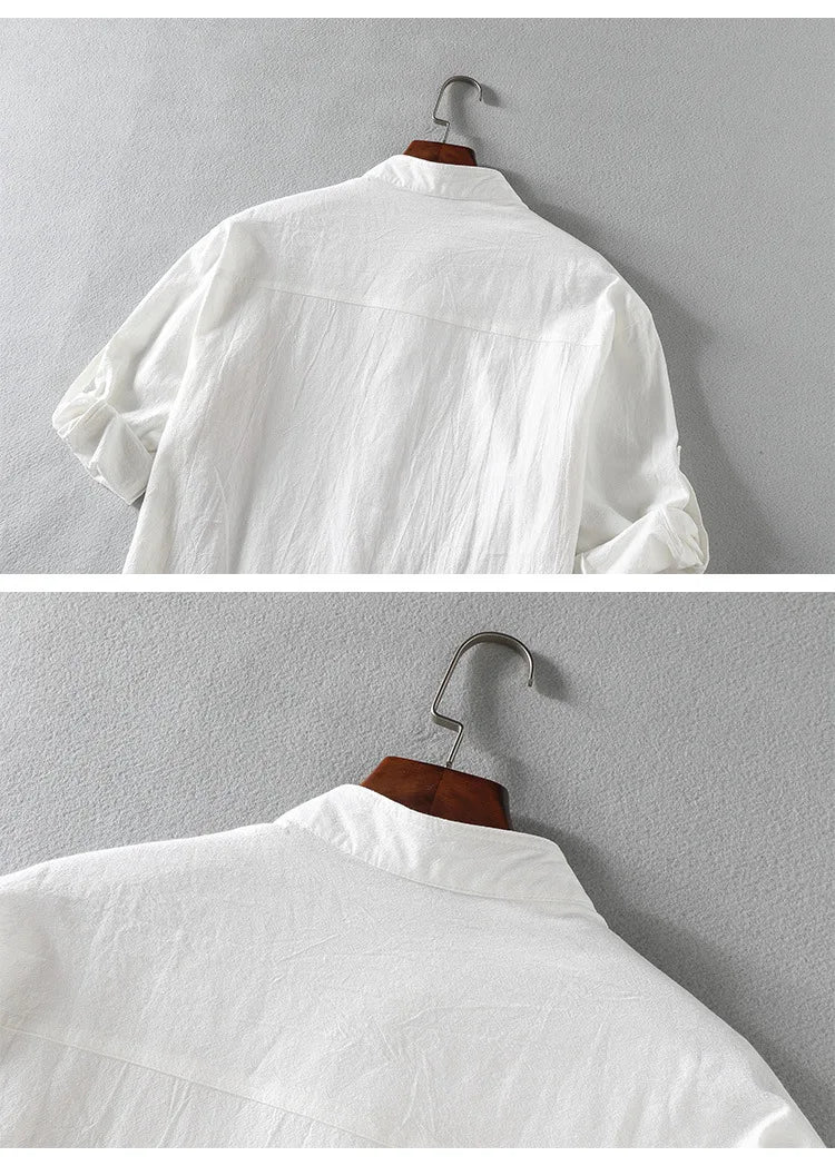 Summer cotton linen men shirts 5XL 6XL 7XL Bust 135cm Plus size large size shirt men casual outside 3 colors white balck
