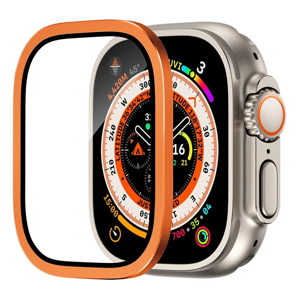 Tempered Glass For Apple Watch band ultra 49mm Screen Protector Anti-Scratch HD Full Film Metal Bumper iWatch Ultra2 3 Strap