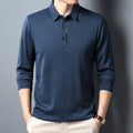 Men's Waffle Knit Long Sleeve Polo Shirt – Casual Letter Print