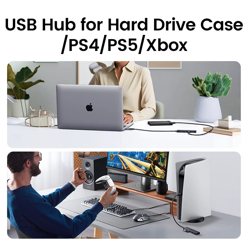 UGREEN USB 3.0 Hub – 4 Port Slim Splitter | 4 Portlu USB Hub