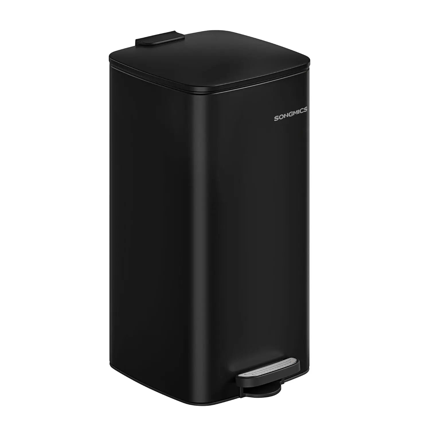 SONGMICS Kitchen Bin, 8-Gallon (30 L) Trash Bin, Steel Pedal Bin, Metallic Silver/Beige Sand/Black Ink/Cloud White