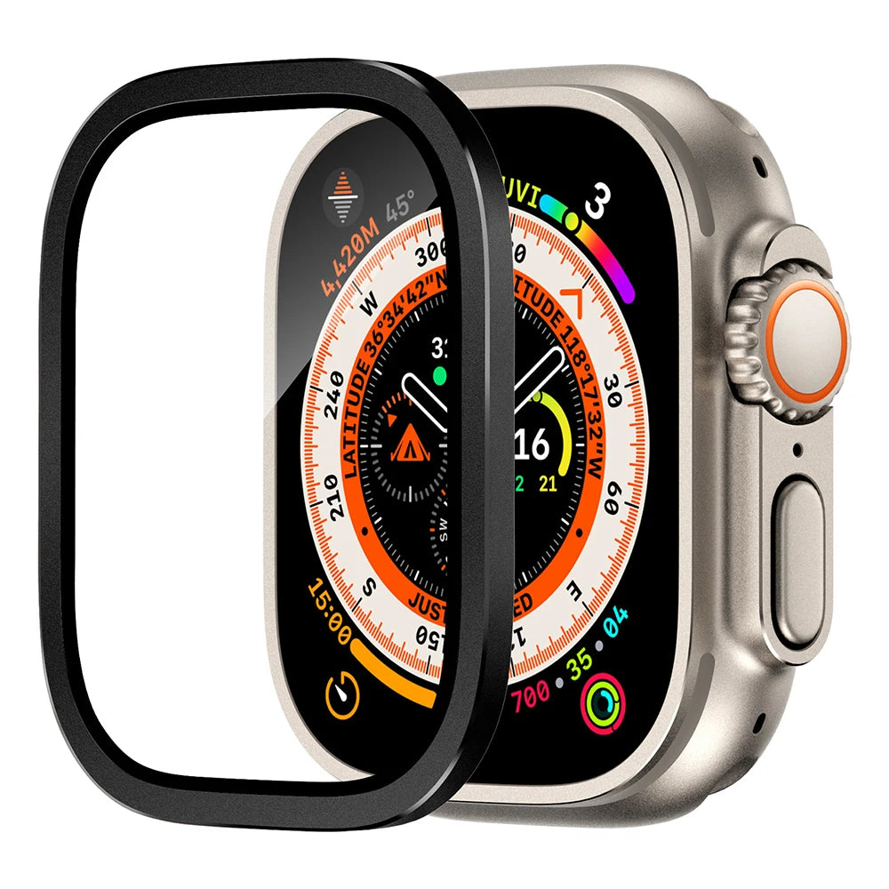 Tempered Glass For Apple Watch band ultra 49mm Screen Protector Anti-Scratch HD Full Film Metal Bumper iWatch Ultra2 3 Strap