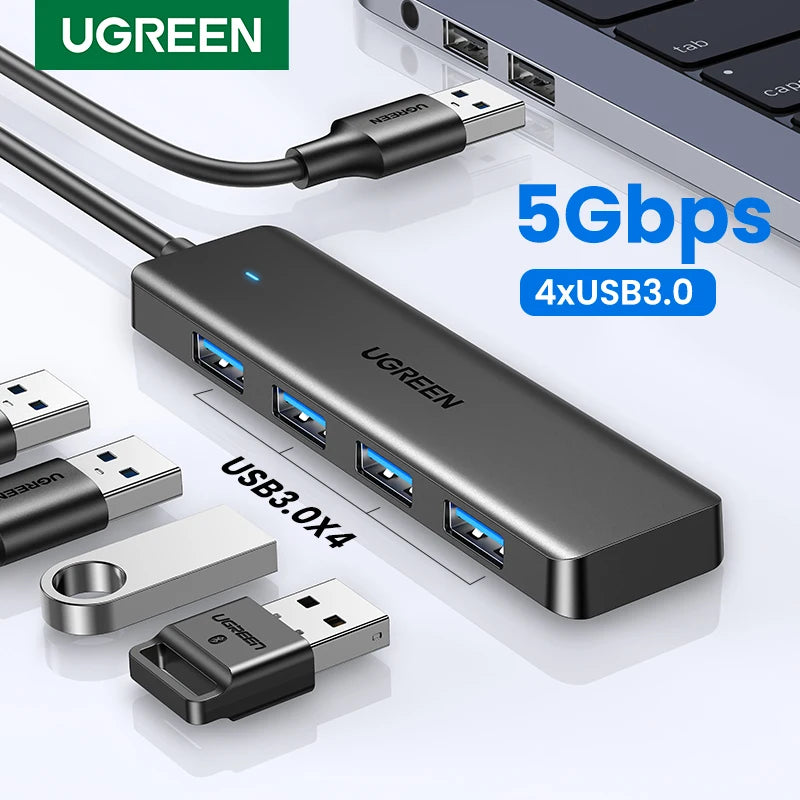 UGREEN USB 3.0 Hub – 4 Port Slim Splitter | 4 Portlu USB Hub