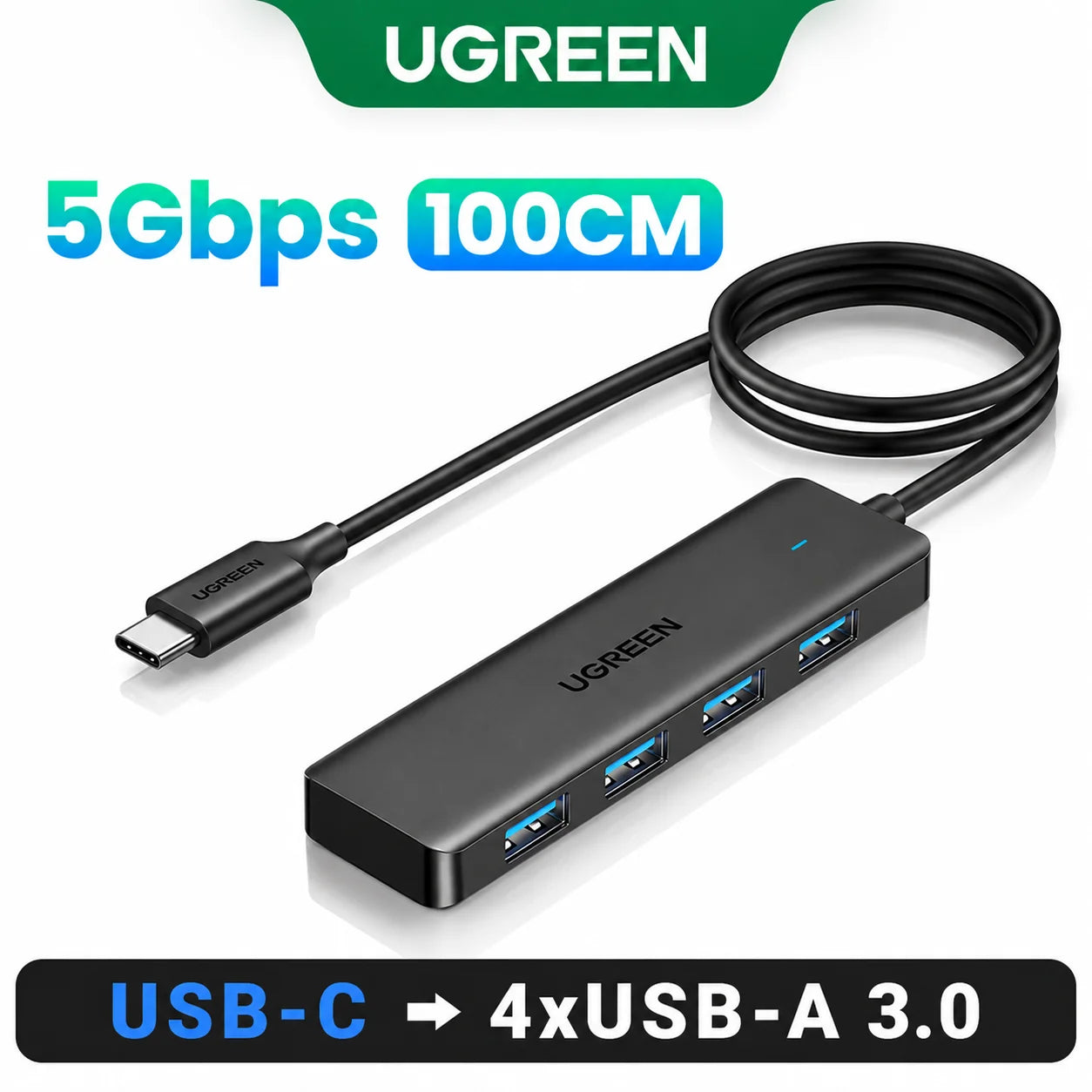 UGREEN USB 3.0 Hub – 4 Port Slim Splitter | 4 Portlu USB Hub