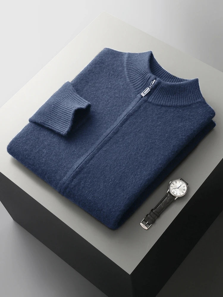 Men's 100% Merino Wool Suit Set – Knit Cardigan & Slim Pants