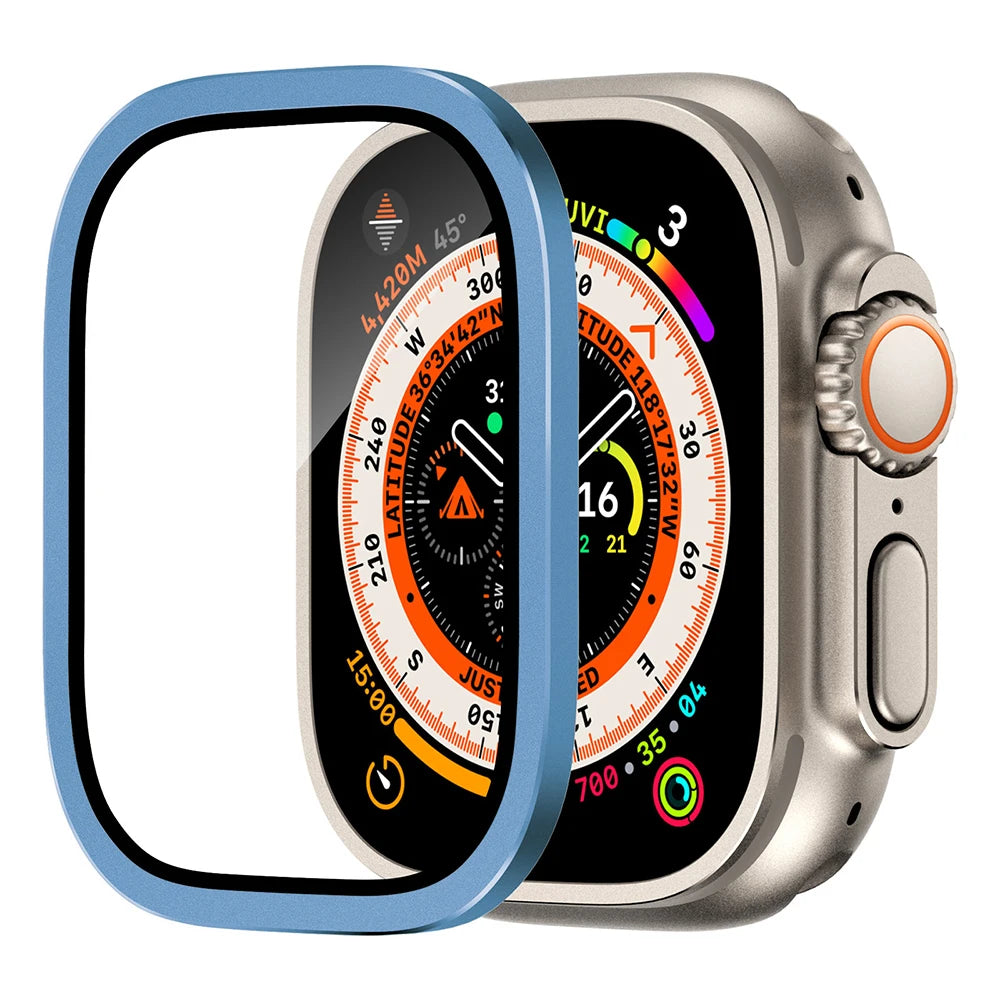 Tempered Glass For Apple Watch band ultra 49mm Screen Protector Anti-Scratch HD Full Film Metal Bumper iWatch Ultra2 3 Strap