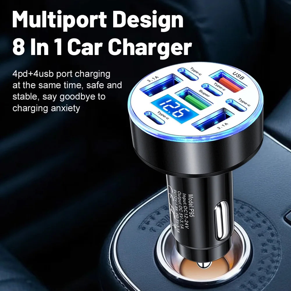 8-in-1 Car Charger QC4.0