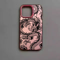 Fashion Chinese Dragon Phone Case For IPhone 16 15 14 13 12 11 Pro Max Black Matte Multicolor Laser Metallic Aurora Cover