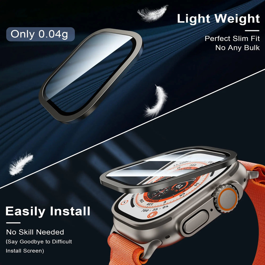Tempered Glass For Apple Watch band ultra 49mm Screen Protector Anti-Scratch HD Full Film Metal Bumper iWatch Ultra2 3 Strap